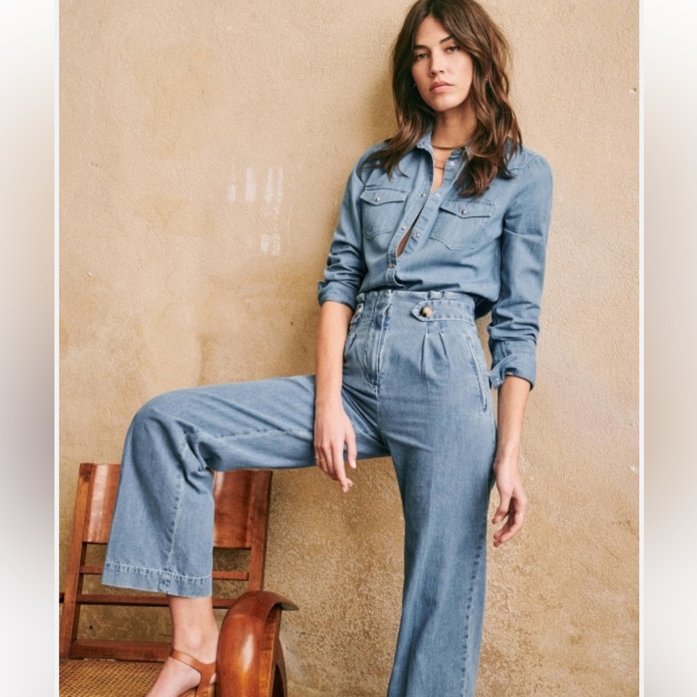 Sézane Armando Trousers - Blue Denim - Size 38